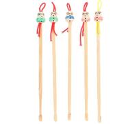 Kit de Nettoyeurs D’Oreilles en Bambou, 5 Pièces, Têtes de Poupée | Retirer le Cérumen Accumulé, Prise Antidérapante, Design Chinois Adorable, Soin Personnel et Familial à Domicile