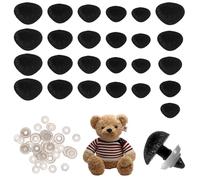 Kit de nez de sécurité pour jouets en peluche au crochet - 25 nez floqués en plastique avec rondelles - 5 tailles pour amigurumi, animaux artisanaux, ours en peluche et poupées - Finition douce