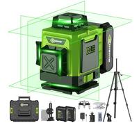 Kit de niveau laser - 4 x 360 ° 4D niveau laser à lignes croisées auto-nivelantes, base rotative et accessoires pour la construction, l'amélioration de l'habitat et la suspension de tableaux, étui de