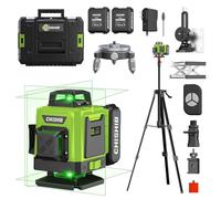 Kit de niveau laser - 4 x 360 ° 4D niveau laser à lignes croisées auto-nivelantes, base rotative et accessoires pour la construction, l'amélioration de l'habitat et la suspension de tableaux, étui de