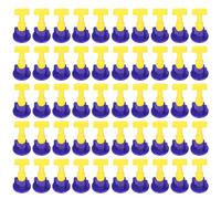 Kit de niveleur de carrelage, système de nivellement de carrelage de 50 pièces avec diée pour l'installation de carrelage au sol et au mur de la maison (Bleu Jaune)