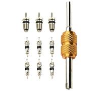 Kit de noyau de valve AC pour véhicules automobiles Ensemble de 10 pièces Climatisation Outils de réfrigération CVC Composants de précision durables Utilisation facile Installation Réparation