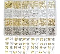 Kit de nœuds pour ongles, nœuds 3D dorés et argentés, accessoires d'ongles en résine multi-styles pour Nail Art, boucle d'oreille pour, or pour, accessoires pour l'art.