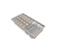 Kit de organisateur de tiroirs, plateau auxiliaire et cadre de coulissage soft close pour armoires, réglable, module 900mm, Gris pierre