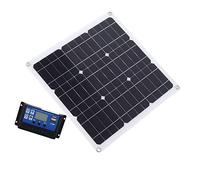 Kit De Panneau Monocristallin 30W Avec Double Sortie Usb Et Contrôleur Lcd Pour Batterie De Voiture Bateau Camping Usage D'Urgence