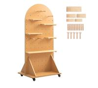 Kit de panneau perforé autonome en bois avec roulettes - Organisateur mobile pour salle d'artisanat, grande solution de rangement de 60 x 120 cm