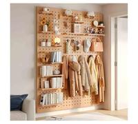 Kit de panneau perforé beige de 12 mm d'épaisseur, panneau d'affichage en bois pour la maison, le bureau et l'installation de jeux, 60 x 120 cm, solution de rangement peu encombrante