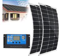 Kit de panneau solaire 1000 W 2 pièces 500 W, panneau solaire flexible hors réseau module monocristallin photovoltaïque 18 V, avec deux ports USB