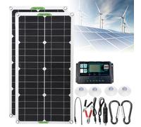 Kit De Panneau Solaire 250/500W - Contrôleur 10/20/30A, Panneau Solaire Monocristallin, Avec 4 Ventouses Et 2 Mousquetons, Double USB, Pour Chargement De Batterie 12V/24V,10Acontroller-500W