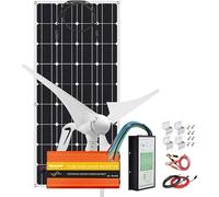 Kit de Panneau Solaire 500 W avec Chargeur de Batterie 12 V et générateur éolien 400 W, Comprenant des Panneaux photovoltaïques Flexibles de 100 W pour Applications Hors réseau, Caravane, Camping