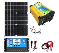 Kit de panneau solaire avec onduleur - Kit panneau solaire et contrôleur | Combinaison d'onduleur solaire, chargeur 30 A, onduleur 3000 W, charge et décharge intelligente, panneau solaire 18 W.