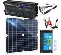 Kit de Panneau Solaire Chargeur de Batterie Kit + régulateur de Charge Solaire Convertisseur 12v/24V - 110V 2000W Onduleur