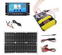 Kit de panneau solaire - Convertisseur 300W, système de panneaux 18W, adaptateur DC 12V AC 110V 220V, contrôleur 30A avec deux ports USB, écran LED | Kit d'énergie solaire fiable pour RV Camping