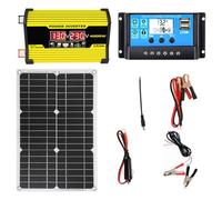 Kit De Panneau Solaire - Convertisseur D'énergie Solaire DC 12 V AC 110 V/220 V, Contrôleur 30 A, Système Complet De Panneau Solaire 12 V, Convertisseur Onduleur 300 W, Avec 2 Ports USB Et Affich