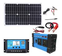 Kit de panneau solaire étanche 18 V avec contrôleur de charge intelligent 30 A et onduleur 6000 W for camping-car, camping et aventures en plein air(220V)
