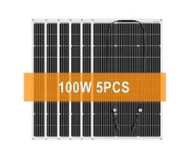 Kit de panneau solaire monocristallin flexible 600w for panneau solaire flexible for maison, camping-car et bateau Conversion Efficace(100W 5PCS)