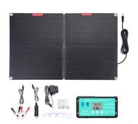 Kit de panneau solaire pliable 60 W avec contrôleur, conçu pour les applications de charge 12 V, comprend des clips, un connecteur OBD II et des ventouses pour une installation sécurisée en extérieur