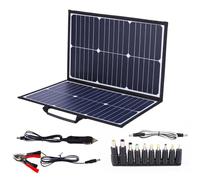 Kit de panneau solaire pliable portable de 60 W - Chargeur solaire compact avec connecteur CC, câbles à clip pour batterie et 2 ports USB - Solution fiable d'énergie solaire hors réseau pour les