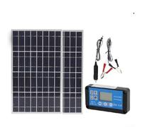 Kit de panneau solaire polycristallin 12 V 24 V comprenant un contrôleur de charge solaire étanche 60 A et des accessoires de câblage à clip de batterie (2 panneaux + avec 30 A)