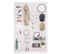 Kit de panneaux perforés muraux en métal avec crochets polyvalents pour garage, cuisine, salle d'artisanat, blanc, 100 x 90 x 2,5 cm