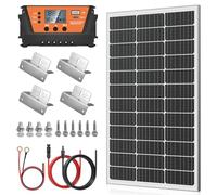 Kit de panneaux solaires 120 W : module solaire monocristallin 120 W 12 V + contrôleur de charge solaire 30 A, câble solaire, pour batteries 12 V, système solaire, camping-car, caravane, bateau, carav