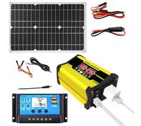 Kit De Panneaux Solaires 18 W - Chargeur Solaire 12 V Avec Onduleur 300 W, Conversion De Puissance DC AC 110 V/220 V | Contrôleur 30A Avec Sorties USB Et Moniteur LED Pour Camping, Camping-car Et