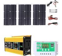 Kit De Panneaux Solaires Complet, Panneau Solaire étanche 75 W 18 V, Kit De Panneaux Solaires 6 000 W, Contrôleur De Charge Solaire Double USB 12 V 50 A, avec Onduleur Sol, Unique Colour
