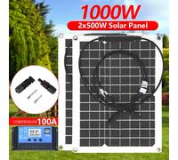 Kit de panneaux solaires flexibles à haute efficacité 1000W 500W, avec chargeur de batterie 12V et contrôleur 100A pour camping-car, Yacht, bateau, alimentation hors réseau 2ps