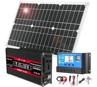 Kit de panneaux solaires hors réseau 18 W 12 V avec onduleur 4000 W et contrôleur de charge 30 A for camping-car, camping et aventures en plein(Black)