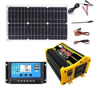 Kit de panneaux solaires, Kit de panneaux solaires 3000W avec onduleur, Contrôleur de charge solaire 18W 12V 30A, Complet avec onduleur solaire pour batteries extérieures non incluses (A)