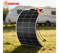 Kit de panneaux solaires monocristallins flexibles DOKIO 100W 18V avec câble de 8m | Chargeur de batterie 12V étanche pour voiture, maison, camping-car 200W