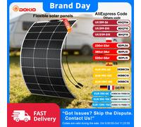 Kit de panneaux solaires monocristallins flexibles DOKIO 100W 18V / câble de 8m | Chargeur de batterie 12V étanche pour voiture, maison, camping-car 100W