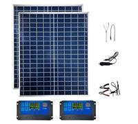 Kit de panneaux solaires photovoltaïques 500 W, contrôleur 100 A, plaque solaire polycristalline 12 V for maison, camping et camping-car(2PC 2Controller kiTS)