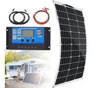 Kit de panneaux solaires pour camping-car 150 W/300 W/450 W/600 W (flexible à 30°), contrôleur de charge 40 A + chargeur de batterie 12 V, trous de pré-installation, pour jardin, bateau, maison, 150