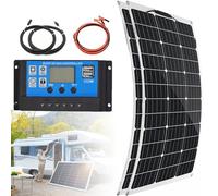 Kit de panneaux solaires pour camping-car 150 W/300 W/450 W/600 W (flexible à 30°), contrôleur de charge 40 A + chargeur de batterie 12 V, trous de pré-installation, pour jardin, bateau, maison, 300