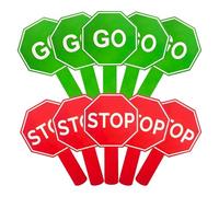 Kit De Panneaux Stop Go - Panneau De Régulation Portable, Marqueur De Direction Réfléchissant, Outil D'instruction Résistant Aux Intempéries Offrant Une Communication Visuelle Claire Avec Poignée De T