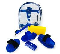 Kit de pansage équitation York Joy Bleu 28x20 cm