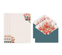 Kit de papeterie avec 4 grands lignes, rouge, A | Papiers à lettres larges lignés avec 2 grandes enveloppes pour fête de mariage, invitation, usage domestique