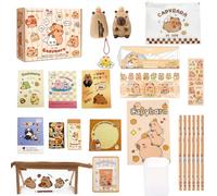 Kit de Papeterie Capy-bara, Fournitures Scolaires Papeterie Capybra, Autocollants, Trousse, Règles, Bloc-Notes, Cadeau RentréE Ou Anniversaire, Fourniture Scolaire, GVMJHYK, Cadeau pour Bureau École