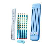 Kit De Papeterie Comprenant 5 Crayons Hb, Règle De Gomme, Étui À Stylo Abs Compact, Fermeture Magnétique Pour Étudiants, Cadeau Pour Enfants