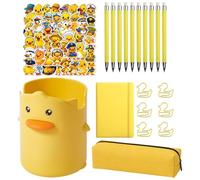 Kit de papeterie pour - Matériel d'écriture sur le thème du canard de dessin animé, pochette pour carnet d'étudiant, outils de crayon | Ensemble d'étude portable pour filles et garçons