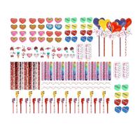 Kit de Papeterie Saint-Valentin | avec Autocollants Cartes Crayons Gommes - Fournitures De Fête De Vacances Pour | pour Garçons Filles Élèves Maison École Bureau Cadeaux de Fête et Remplissage Sacs Ca