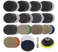 Kit de papier abrasif en carbure de silicium de 7,6 cm, 69 pièces supportant le ponçage humide et sec avec fixation sécurisée et variété de grains