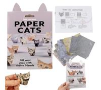 Kit de Papier Chats Origami DIY,50 Feuilles Papier Origami Chat 3D à Plier,Activité Créative pour Adultes,Bricolage en Papier pour Chat,Décoration de Bureau et Cadeau pour Amoureux des Cha des Chats
