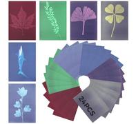 Kit de papier d'impression solaire à faire soi-même, 24 feuilles en 6 couleurs pour art cyanotype, impression soleil inspirée de la nature pour travaux manuels et enfants