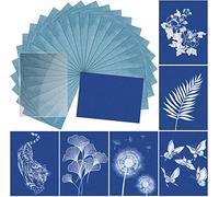 Kit de papier d'impression soleil cyanotype, 24 feuilles de papier cyanotype avec 1 feuille de panneau acrylique, pour loisirs créatifs, projets de bricolage