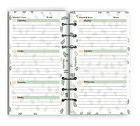 Kit de papier non daté pour planificateur hebdomadaire 2022-2023 pour dossiers Filofax A6 à 6 trous, 6-3/4" x 3-3/4" personnel/taille pour dossier budgétaire (Harphia, 007week A6)