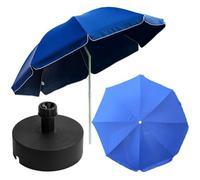 Kit De Parasol Avec Socle De Parasol En Couleur Bleu, Large D 240cm H 230cm Pied Graphite D 40cm Fonction Touristique Multicolore