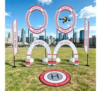Kit de parcours d'obstacles pour course de drones, comprenant des portes et une plateforme d'atterrissage. Jeu d'entraînement et de compétition pour drones freestyle