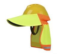 Kit de pare-soleil avec cache-cou amovible en maille et soie glacée, visière respirante à bord complet pour les travailleurs du bâtiment, le jardinage, la randonnée et la pêche (jaune)